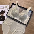 3330蕾丝缎面可拆卸美胸带聚拢水晶杯内衣女调整型收副乳文胸套装