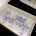 French Super Sparkle Sweet Cubic Zirconia Bow Cutout Earrings Necklace Set Fashionable Exquisite Necklace Design Detail Niche