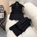Fall-Winter Office Fashion Vest Jacket + Vest + Pants 2-Piece Set