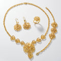 EU/US Import Accessory Fashionable Design Detail Heart Necklace Bracelet Earrings Ring Set 3D Heart Necklace