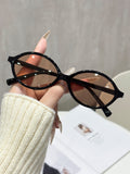 Book Nerd Small-Frame Versatile Women Sunglasses Amazon Influencer Oval Round Sunglasses Fashionable Wine Red Men Sunglasses
