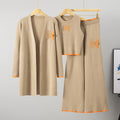 Fall-Winter Chanel-Style Casual Knit Long Wide Leg Pants + Cardigan + Tank Top + Jacket 3-Piece Set