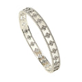 10K Flower Tube Four Leaf Clover Width Slim Cut Bangle Copper Coated 18K Gold Fashionable Versatile Full Diamond Bracelet Light Luxury Elegant Hand Jewelry
