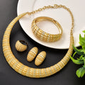 EU/US Import Dubai 18K Gold Moon Necklace Earrings Set Ring Bracelet Set India Women Banquet Jewelry Set