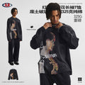 ARTIE Men's Fall American Retro Pure Cotton Distressed Crew Neck T-Shirt