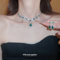 French Imperial Breeze Rhinestone Flower Teardrop Necklace Set Fashionable Clavicle Chain Light Luxury Premium Necklace Women