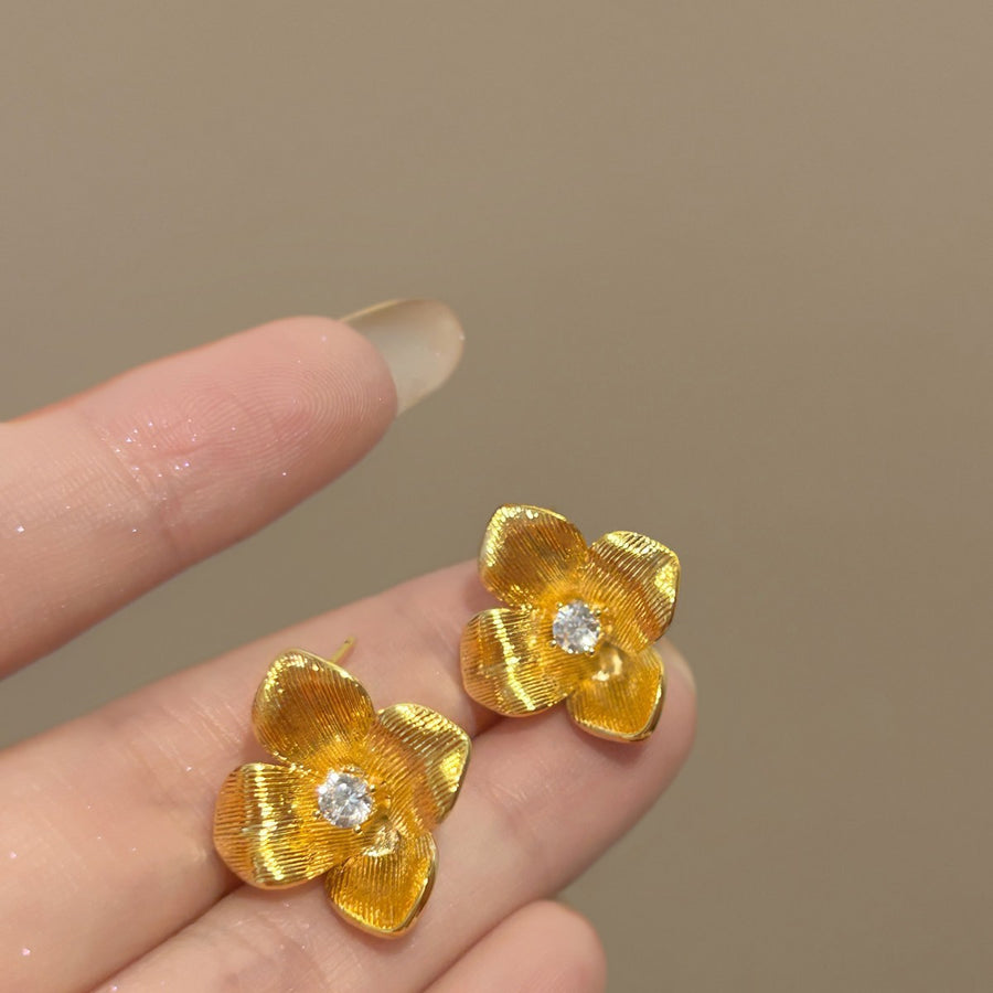 Artistic Zircon Flower Stud Earrings - view 4
