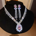 Runaway Princess Super Glitter Crystal Geometric Teardrop Jewelry Set Imperial Breeze Banquet Choker Light Luxury Niche Necklace
