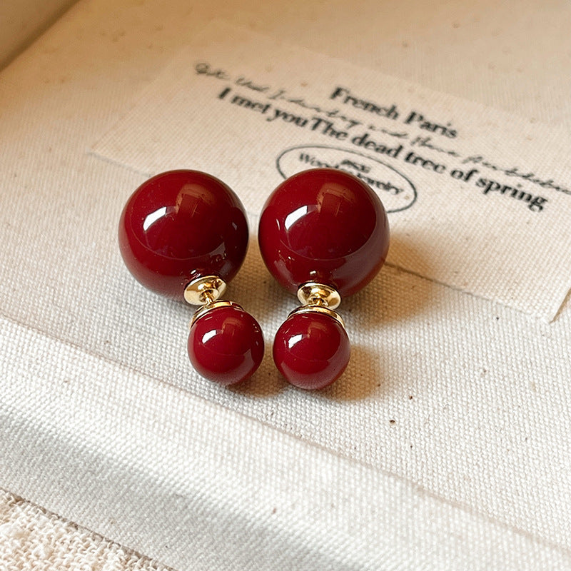 Red Velvet Flower Teardrop Stud Earrings - view 12