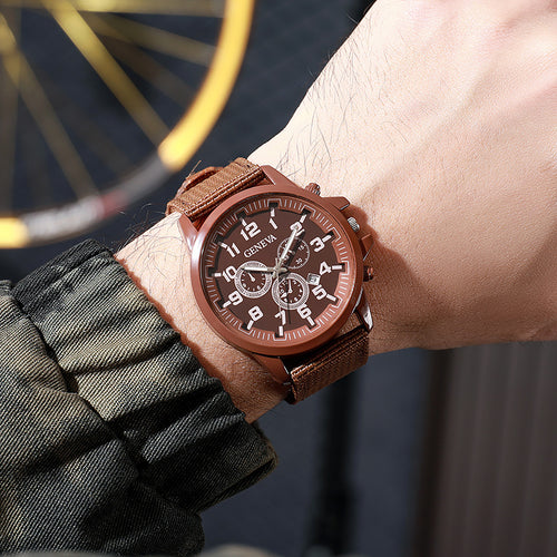 New Import Fashionable Versatile Military Watch Quartz Watch Date Nylon Band Men Elegant Fashion Watch