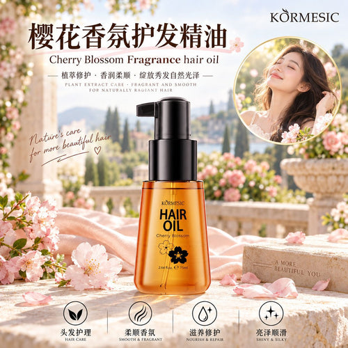 KORMESIC樱花香氛护发精油Hair serum温和顺滑跨境外贸现货批发