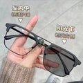 New Import Metal Pair Bridge Anti-Blue Plano Men Artsy Retro Browline Photochromic UV-Protection Glasses