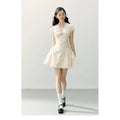 ANNATTO Jasmine Off-White Embroidered V-Neck Lace A-Line Fitted Dress