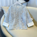 Women's Chinese Ethnic Mesh Embroidered Long Sleeve Heavy Skirt + Top Set 2026 - Yellow Top