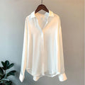 Spring-Summer Retro Versatile Satin Long Sleeve Drapey Shirt
