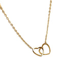Korean Simple Metal Pair Heart Clavicle Chain Elegant Cutout Pair Band Heart Mutual Clasp Pendant Short Necklace N6182
