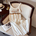 Bohemian Ethnic Style Embroidered Camisole Mid-Length Dress