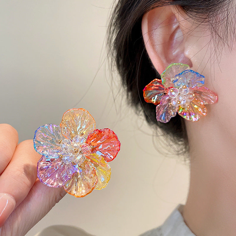 Dopamine Heart Bow Rhinestone Statement Earrings - view 2