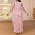 Lace Cape Sleeveless Maxi Dress - Elegant Evening Gown Resort Style Dress