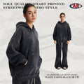 Fall/Winter 360G Washed Distressed Splatter Print Spray-Dye Faded Frayed Edge Fleece-Lined Hoodie