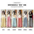Women's Summer Casual Relaxed Plaid Textured Lightweight Wide Leg Pants + Pants 2026 - Blue