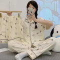 Women's Summer Japanese Short Sleeve Cardigan + Pants 3-Piece Set 2026 - 3-Piece Set Cardigan Apricot