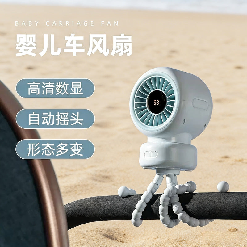 2026 new stroller fan shaking head baby stroller octopus clip portable desktop charging small clip fan