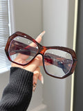 Asymmetric Big Frame Plano Face-Slimming New Overseas Influencer Bare Face Street Snap Wear Jewelry Blue-Light Glasses Frame