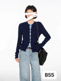 Women's Fall Slimming Knit Wool Long Sleeve Fitted Fake Two-Layer Cardigan + Top 2026 - Black