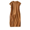 Plus Size Solid T-Shirt Dress, Korean Fairy Mid-Length