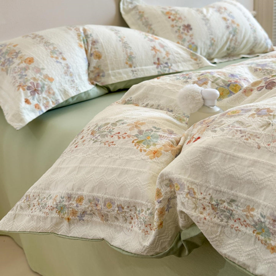 Violet Notes Floral Jacquard Cotton 4-Piece Bedding Set - view 4