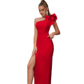 Women's One-Shoulder Ruffle Slim Fit Sexy Premium Evening Gown