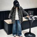Girls' Plaid Lapel Long Sleeve Shirt Jacket