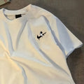 white short-sleeved xinjiang pure cotton men's t-shirt summer korean style trendy men's loose round