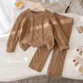 Girls' Thick Jacquard Knit Sweater Set - Fall/Winter