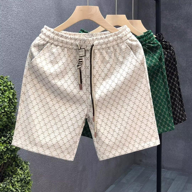 men's summer fashion light luxury versatile casual shorts men's teenagers' personalized printed draw