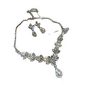 Western Imperial Breeze Rhinestone Wheat Ears Teardrop Stud Earring Necklace Set Fashionable Clavicle Chain Light Luxury Premium Necklace Women