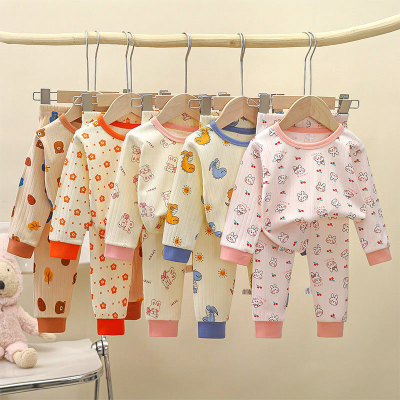 children's underwear pure cotton set autumn new boys' autumn clothes and long johns baby pajamas gir