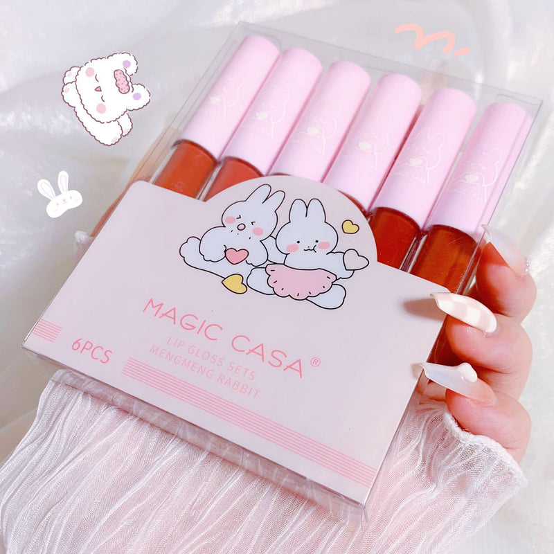Cute Rabbit Lip Gloss Set - Matte, Smudge-Proof & Hydrating Lip Kit