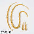 Overseas Western Bold 3-Piece Set No Fade Line Wrap Chain Necklace Bracelet Set Earrings Set In Stock