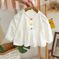 Girls' Lace Trim Peplum Shirt - Korean Style Top