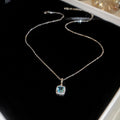 French Clear Cold Feel Ice Blue Square Rhinestone Necklace Light Luxury Premium Clavicle Chain Women Exquisite Jewelry Set