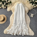 French Hollow Polka Dot Fringe A-Line Mid-Length Skirt
