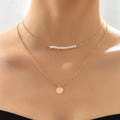 New Fashionable Trendy Alloy Necklace Sweater Chain Pearl Round Lens Fine Neck Necklace Two Layer Clavicle Chain Women N6242
