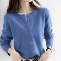 Women's Fall Korean Relaxed Plus Size Knit Wool Crew Neck Loose Sweater + Cardigan + - Black