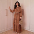 Fall Gentle Lantern Sleeve Crew Neck High Waist Fitted Shirt + Skirt Set
