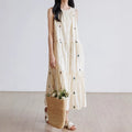 V-Neck Sleeveless Embroidered Camisole Long Dress, Princess Style
