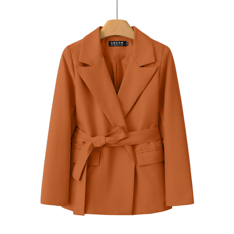Women's Fall Korean Casual Tie-Front Blazer 2026 - Coffee