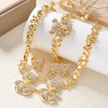 Overseas 18k Gold Plated Bear Rhinestone Middle East Dubai Accessory Necklace Earrings Set Bracelet Ring Jewelry Set Wholesale