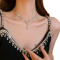 French Exquisite Rhinestone Teardrop Necklace Set Niche Fashionable Elegant Clavicle Chain Light Luxury Premium Necklace